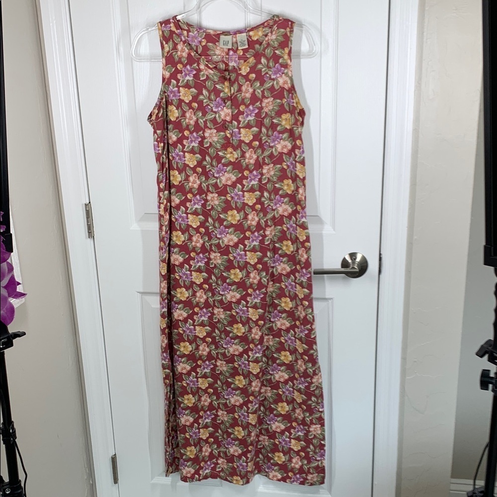 Vintage gap linen floral maxi dress size small